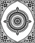 Black White Central Medallion Ornament Rug
