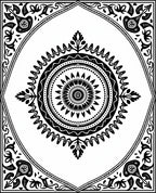 Black White Central Medallion Ornament Rug