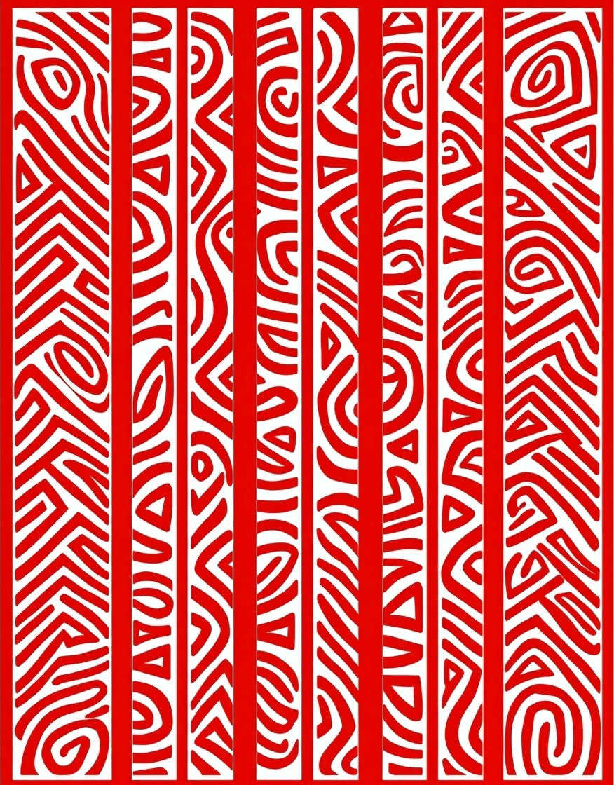 Red White Linear Organic Stripe Rug