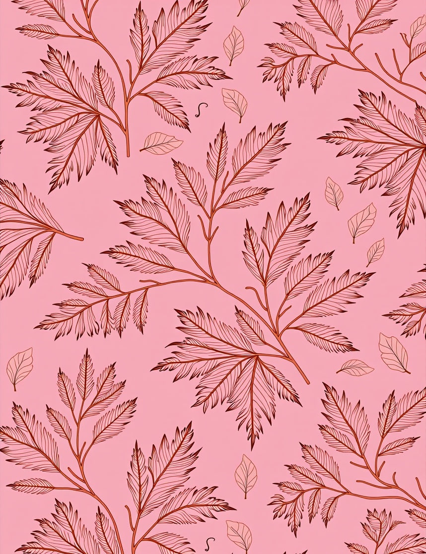 Pink Autumn Fern Branches Rug
