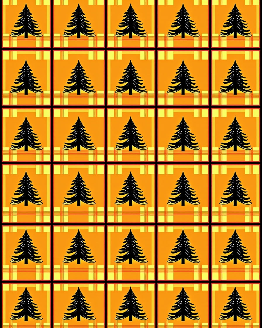 Black Forest Trees Plaid Arrangement Rug