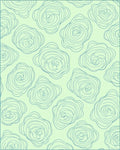 Teal Outline Flowers on Pale Green Background Rug