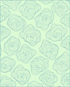Teal Outline Flowers on Pale Green Background Rug