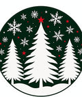 Festive Green Christmas Tree Snowflakes Rug
