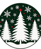 Festive Green Christmas Tree Snowflakes Rug