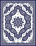 Classic Indigo Medallion Mandala Rug