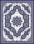 Classic Indigo Medallion Mandala Rug