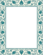 Cream Teal Floral Vine Border Rug