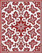 Crimson Floral Art Deco Medallion Rug