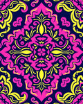Vibrant Pink Yellow Damask Mandala Rug