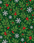 Emerald Green Holly Berry Snowflake Rug