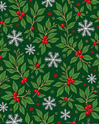 Emerald Green Holly Berry Snowflake Rug