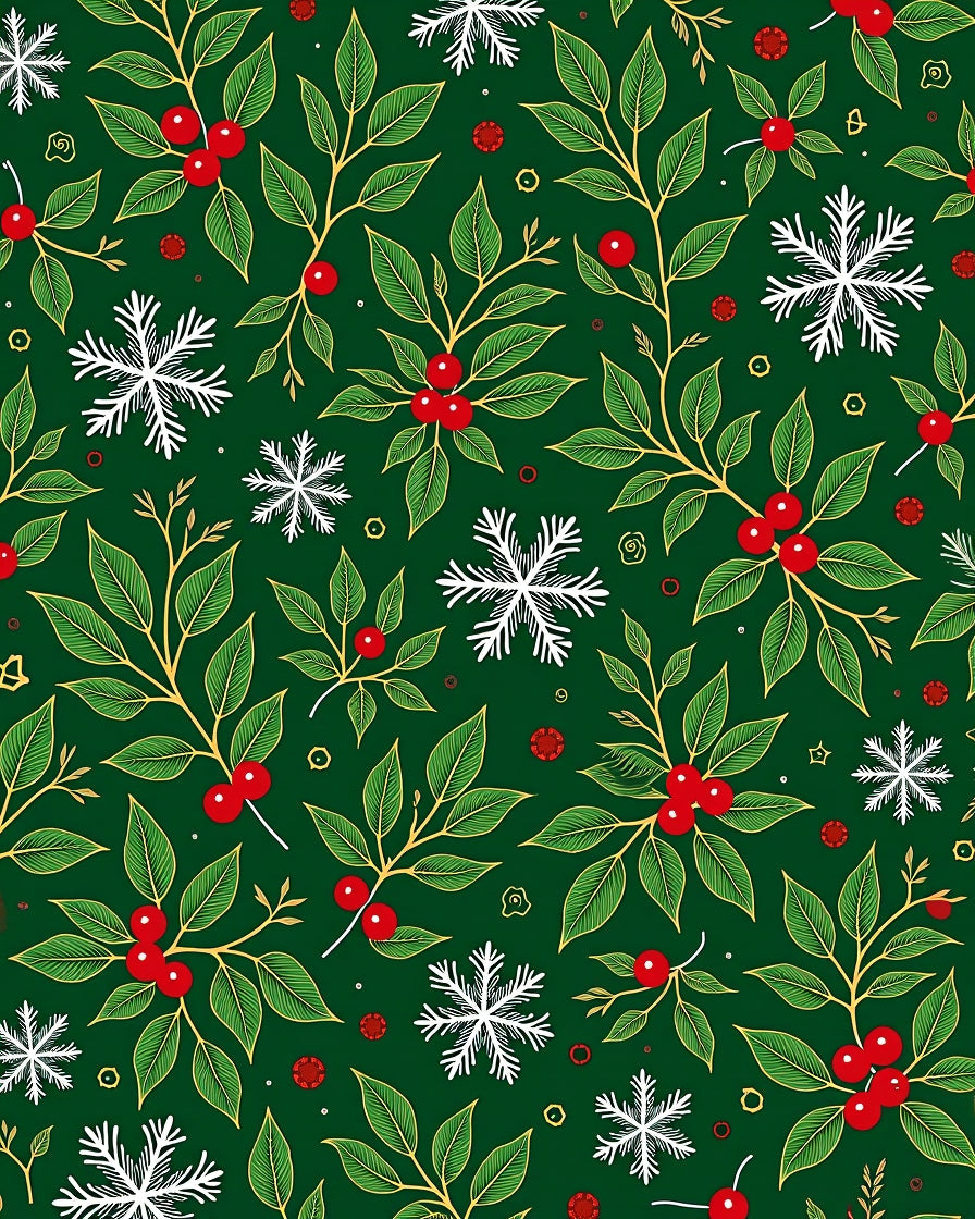 Emerald Green Holly Berry Snowflake Rug