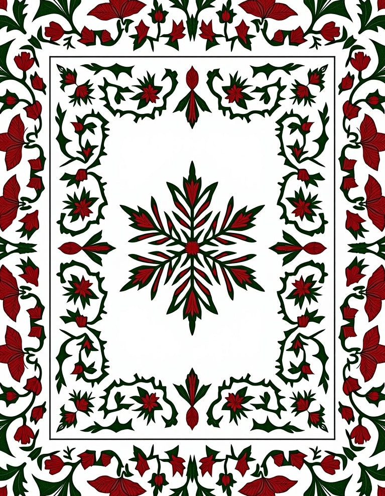 Crimson Botanical Garden Frame Rug