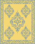 Pale Yellow Gray Damask Scroll Rug