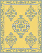 Pale Yellow Gray Damask Scroll Rug