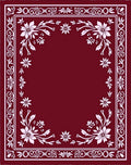 Crimson White Floral Scroll Border Rug