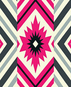 Vivid Pink Geometric Starburst Rug