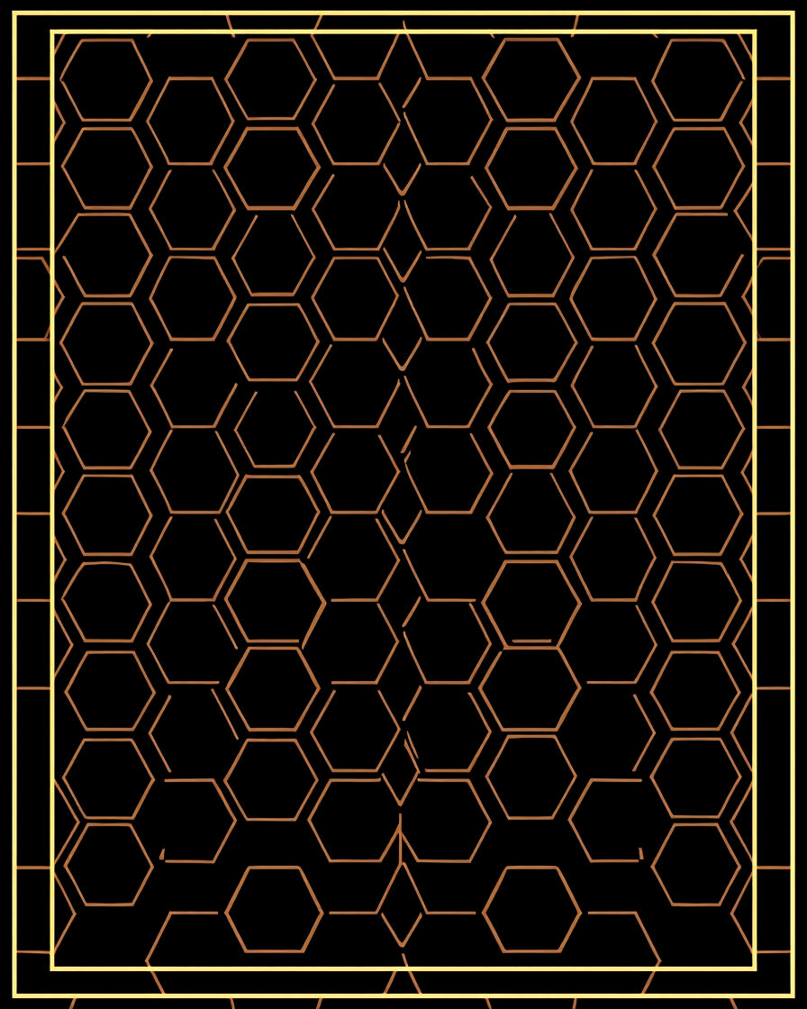 Golden Honeycomb Black Geometric Rug
