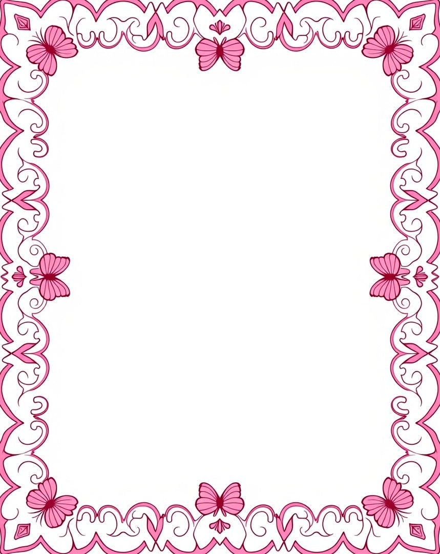 Enchanting Pink Butterfly Filigree Frame Rug