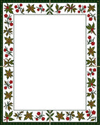 Crimson floral green leaf border Rug
