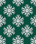 Dark Teal White Floral Medallion Rug