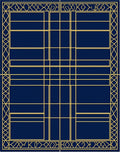Gold Geometric Lines Navy Blue Rug