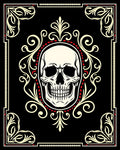 Black Cream Red Skull Ornate Rug