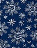 White Snowflake Navy Winter Scene Rug