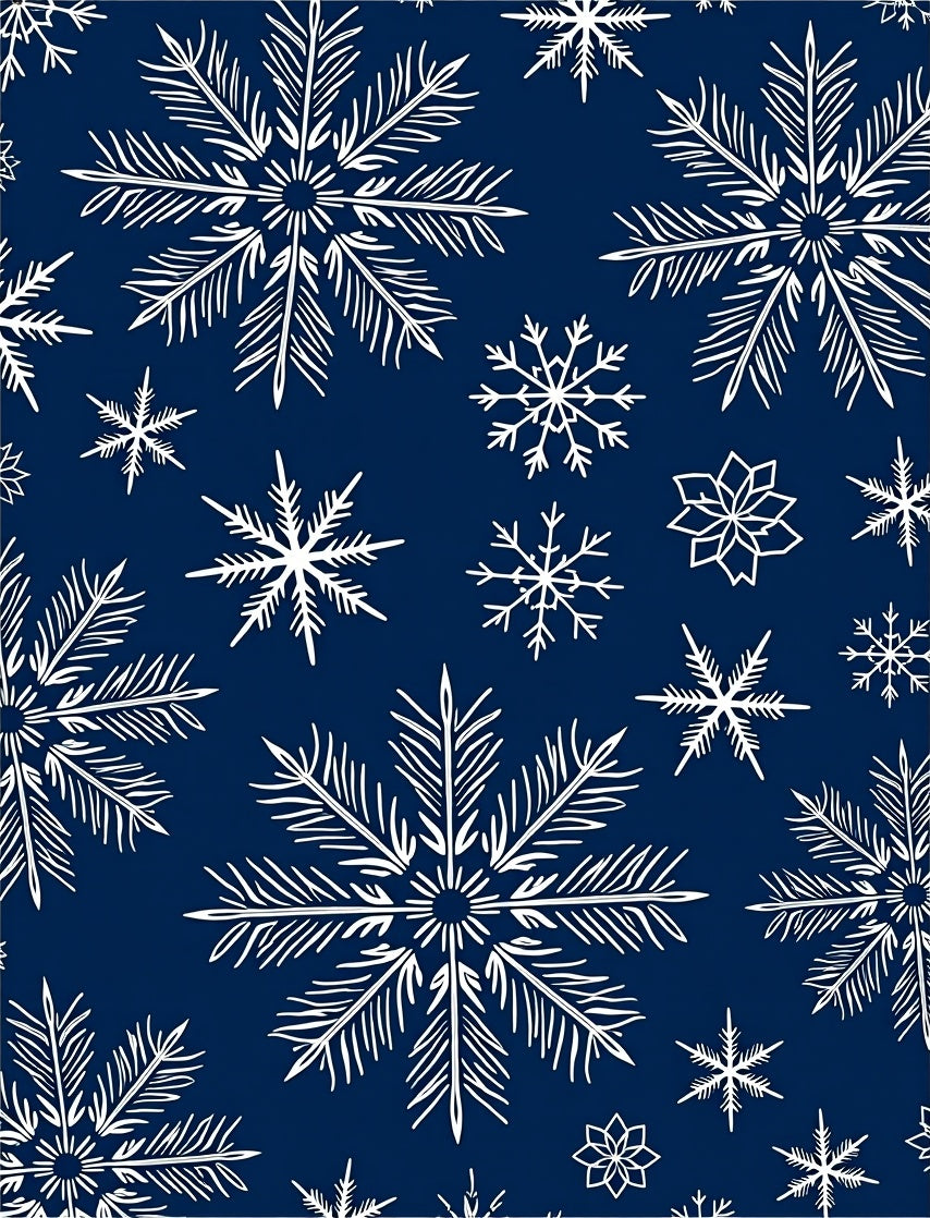White Snowflake Navy Winter Scene Rug