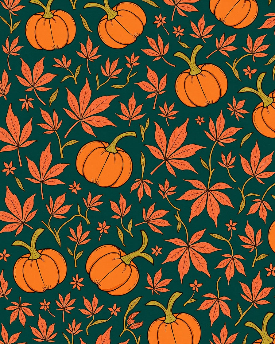 Autumn Pumpkin Leaf Medallion Rug