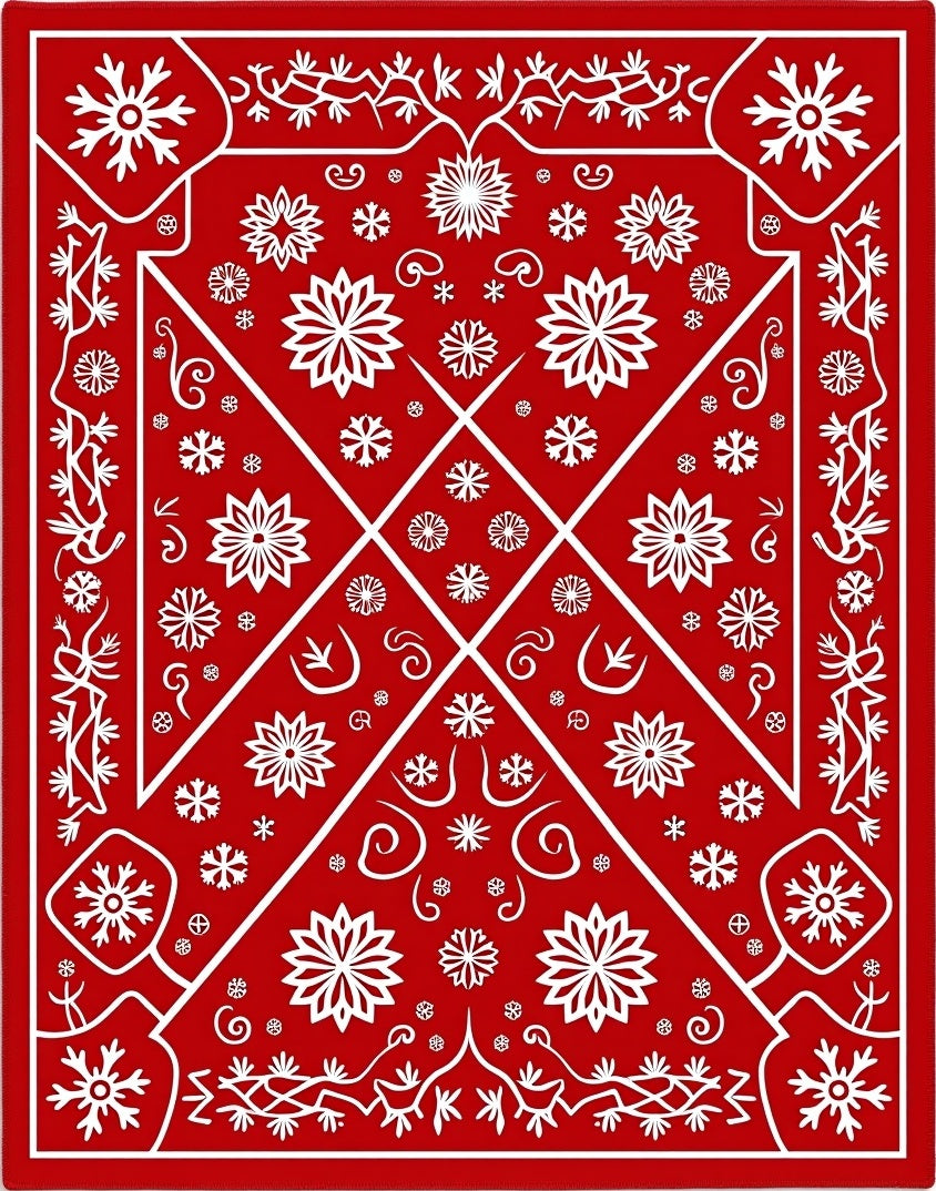 Crimson Snowflake Winter Wonderland Rug