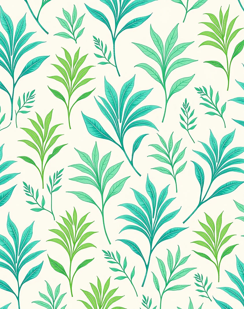 Shades of Teal Leafy Branches Rug