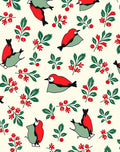 Folk Red Bird Green Branch Accents Rug