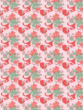 Coral Green Floral Blossom Arrangement Rug