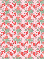 Coral Green Floral Blossom Arrangement Rug