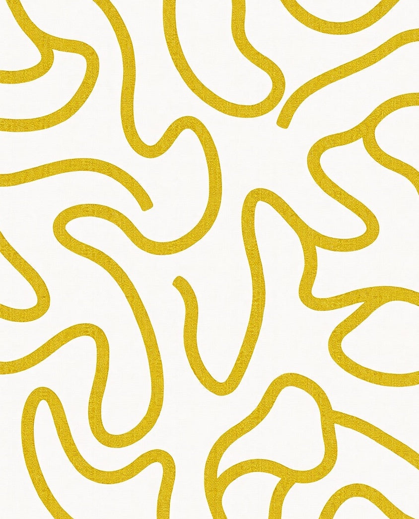 Golden White Organic Swirl Rug