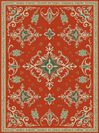Ornate Red and Green Medallion Rug