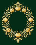 Golden Pumpkin Leaf Wreath Rug