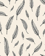 Whimsical Black Feather Cream Background Rug