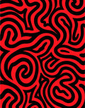 Red Black Swirl Abstract Rug