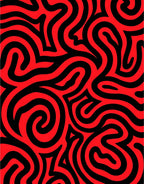 Red Black Swirl Abstract Rug