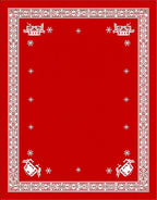 Bright Red Festive Village Snowflakes Rug