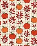 Orange Pumpkin Red Leaf Plaid Rug