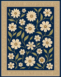 Cream Daisy Navy Botanical Border Rug