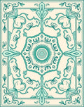 Aqua Floral Medallion Border Rug