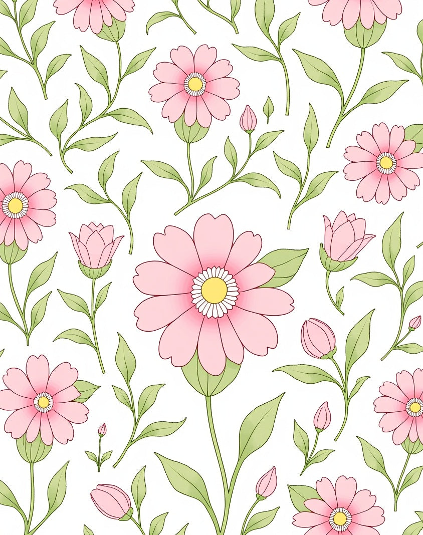 Pink Daisy Blossom Vines Rug