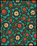 Turquoise Coral Floral Medallion Rug
