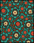 Turquoise Coral Floral Medallion Rug