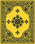 Ornate Black Floral Medallion Yellow Rug
